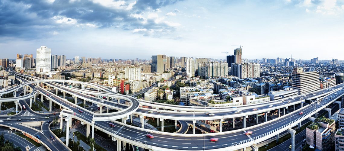 Elevated overpass and skyline